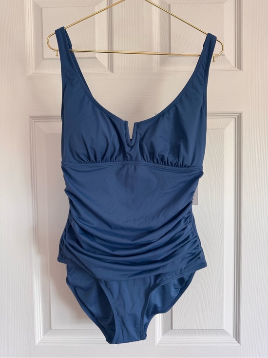 Anne Cole Other - Anne Cole Blue One-Piece Swimsuit with V-Notch